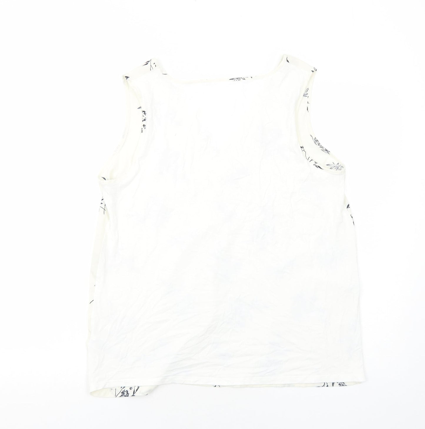 Marks and Spencer Womens Ivory Floral Viscose Basic Tank Size 16 V-Neck