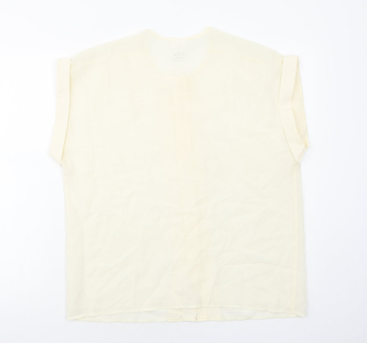 C&A Womens Ivory Polyester Basic Blouse Size 18 Round Neck