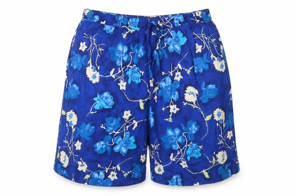 DPS Womens Blue Floral Viscose Bermuda Shorts Size L Regular Pull On