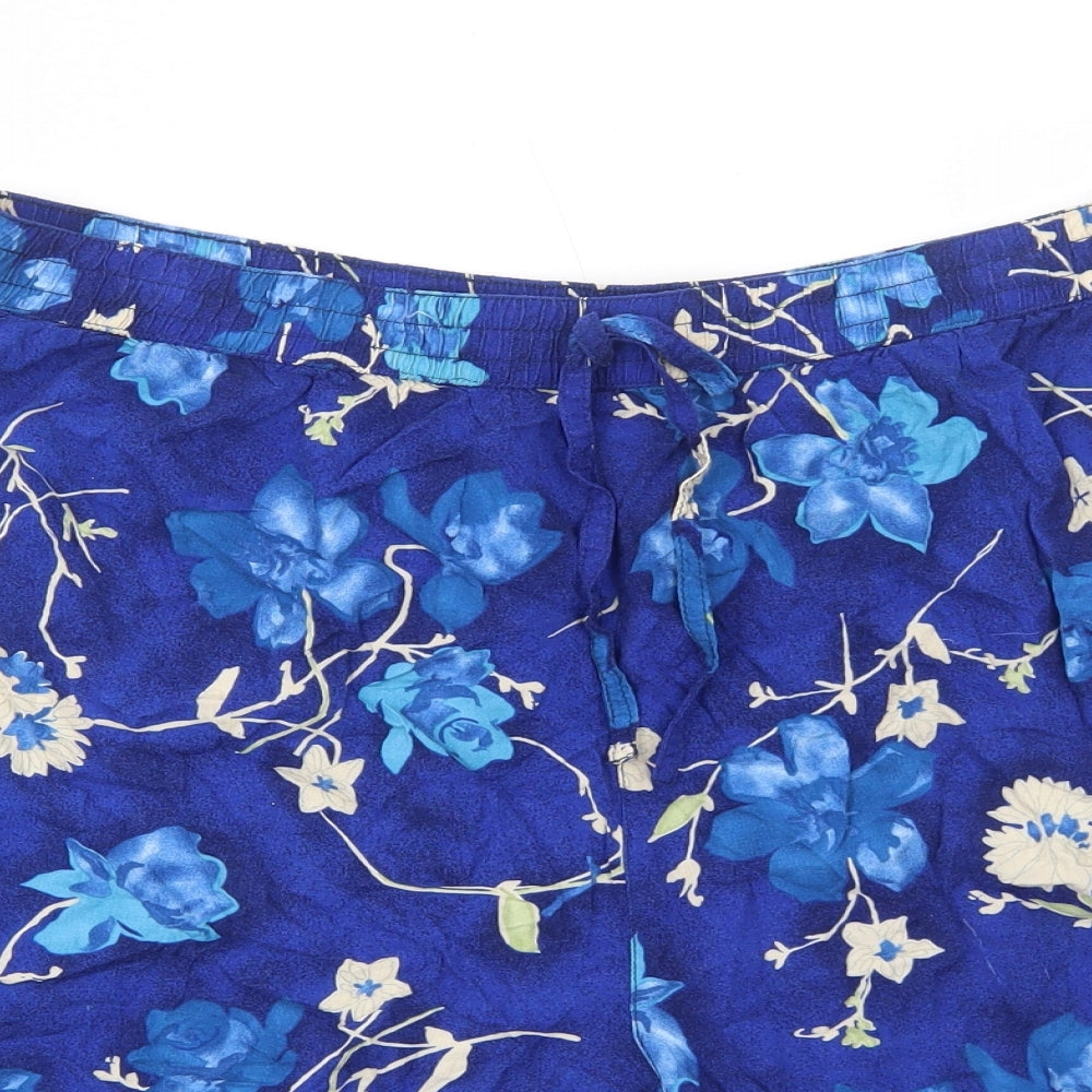 DPS Womens Blue Floral Viscose Bermuda Shorts Size L Regular Pull On
