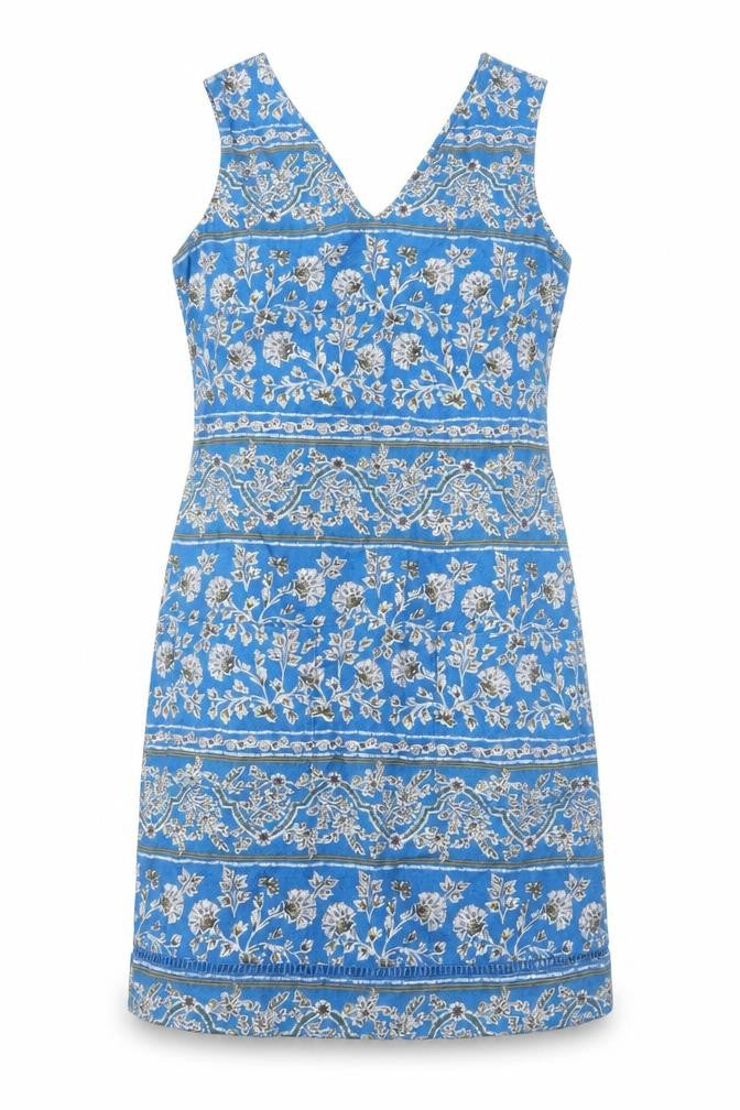 NEXT Womens Blue Floral Cotton A-Line Size 6 V-Neck Pullover