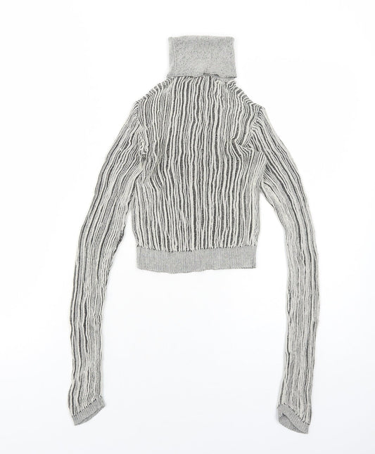 Zara Womens Grey Roll Neck Viscose Pullover Jumper Size S Pullover