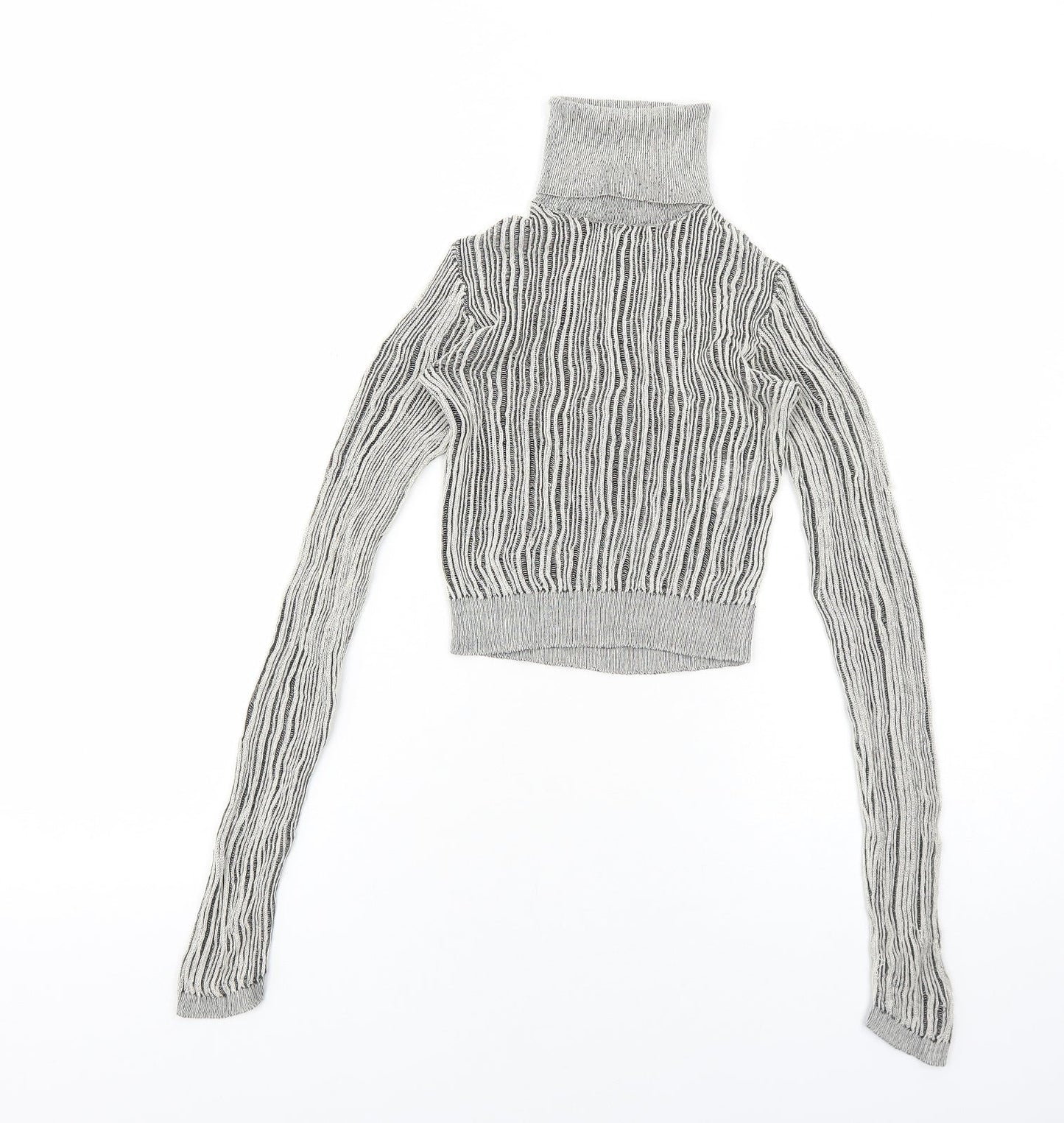 Zara Womens Grey Roll Neck Viscose Pullover Jumper Size S Pullover
