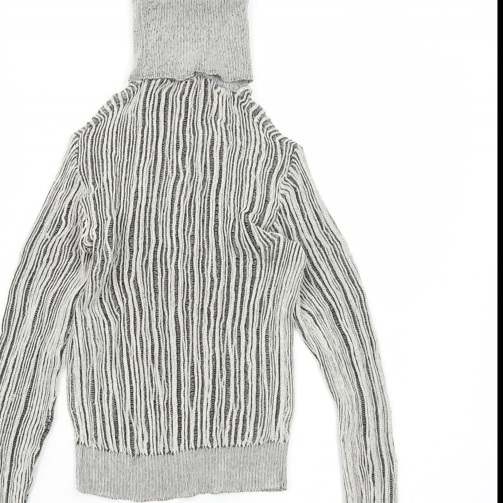 Zara Womens Grey Roll Neck Viscose Pullover Jumper Size S Pullover