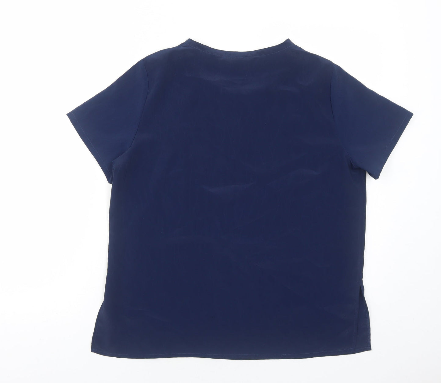 C&A Womens Blue Polyester Basic T-Shirt Size 10 Round Neck