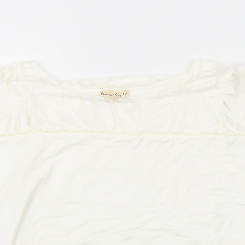 Phase Eight Womens White Viscose Basic Blouse Size 14 Round Neck