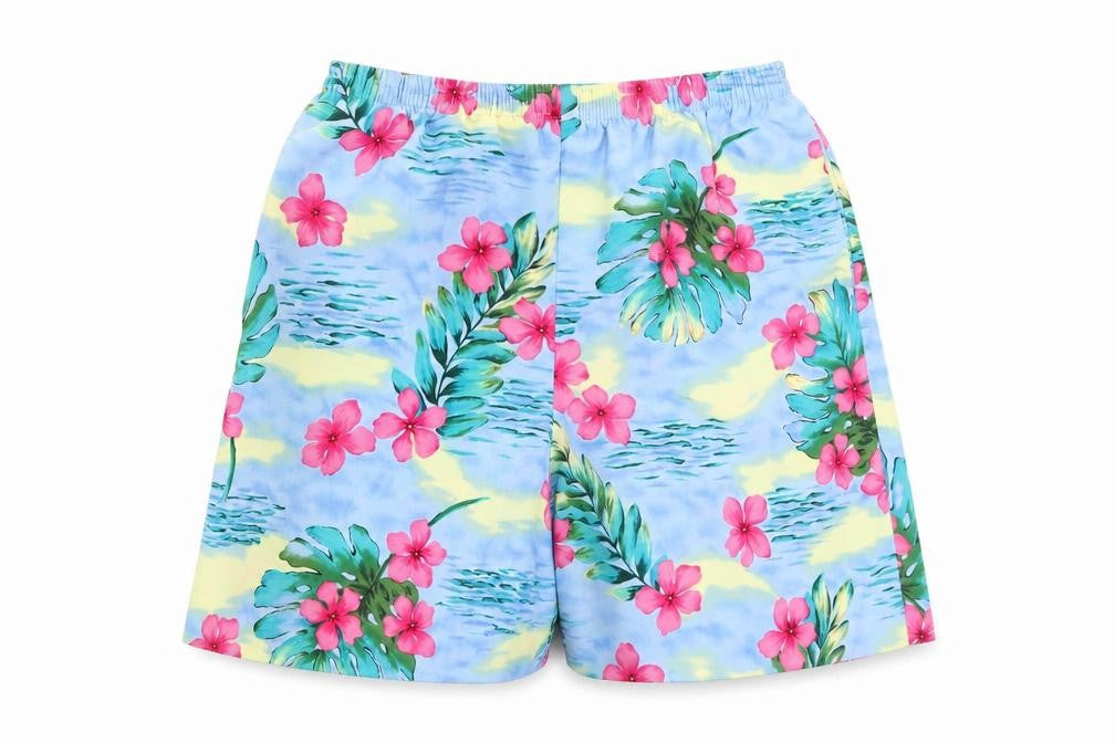 Susan Graver Womens Blue Floral Polyester Bermuda Shorts Size S Regular Pull On