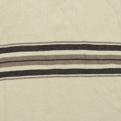 Pure & Natural Womens Beige V-Neck Striped Acrylic Pullover Jumper Size S