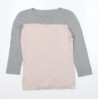 Next Womens Pink Boat Neck Cotton Pullover Jumper Size 10