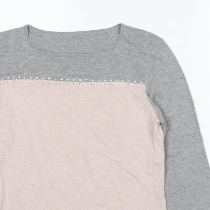 Next Womens Pink Boat Neck Cotton Pullover Jumper Size 10
