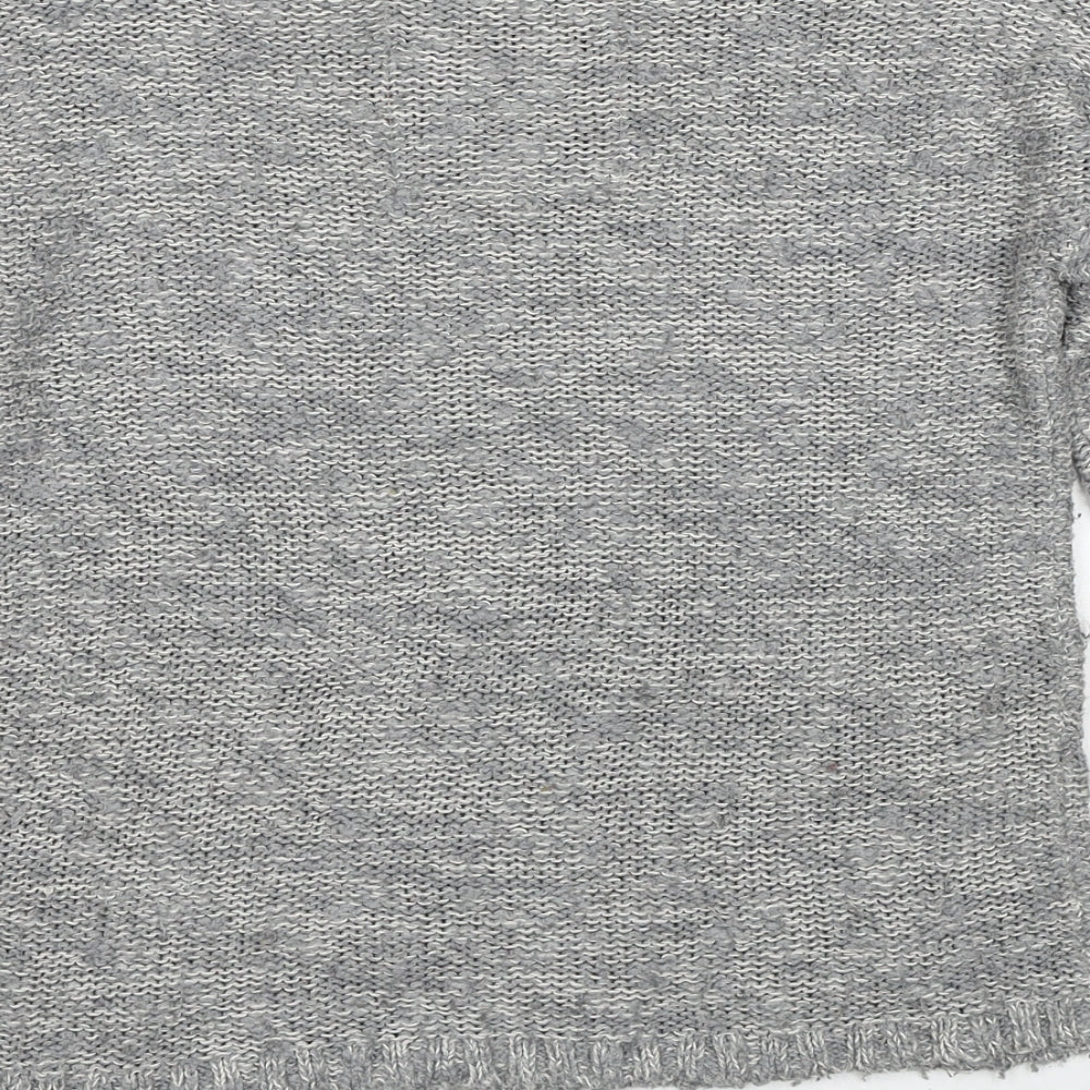Marks and Spencer Womens Grey Boat Neck Cotton Pullover Jumper Size XS