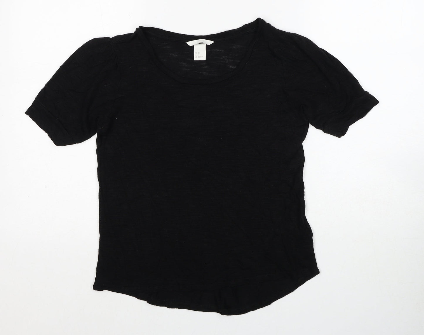 H&M Womens Black Viscose Basic T-Shirt Size XS Scoop Neck