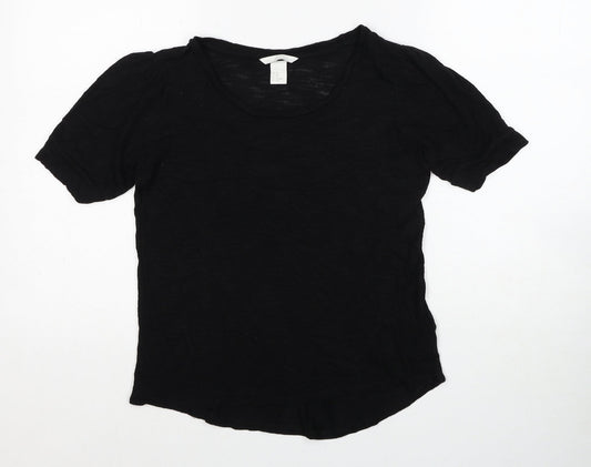 H&M Womens Black Viscose Basic T-Shirt Size XS Scoop Neck