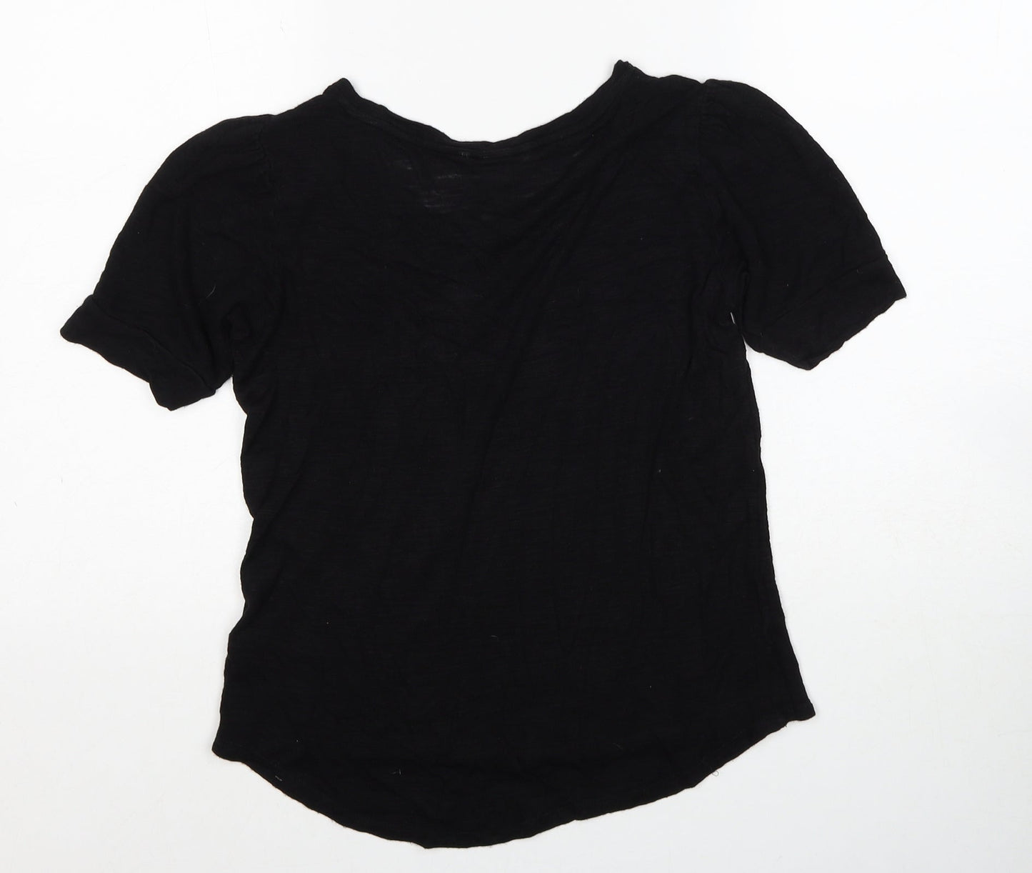 H&M Womens Black Viscose Basic T-Shirt Size XS Scoop Neck