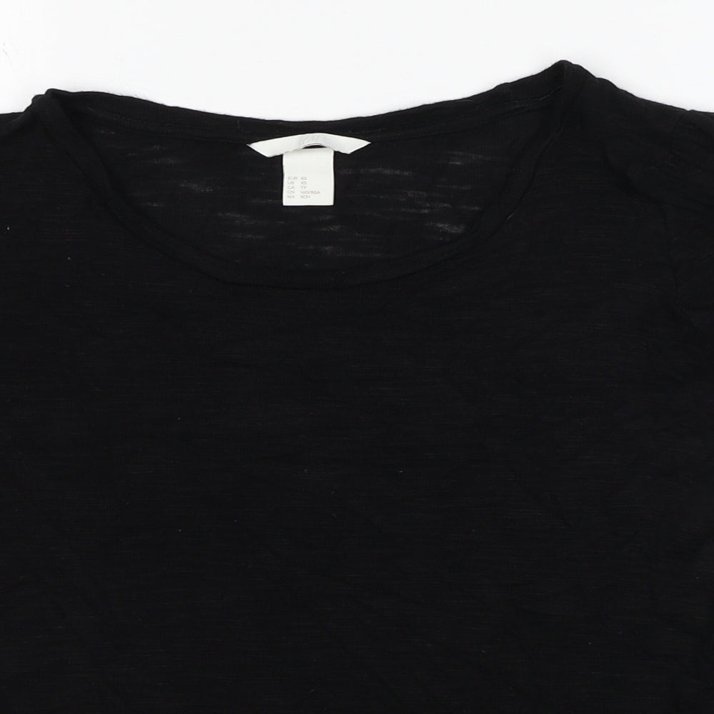 H&M Womens Black Viscose Basic T-Shirt Size XS Scoop Neck