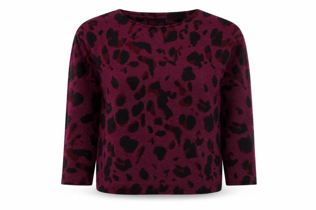 Debenhams Womens Purple Round Neck Animal Print Polyester Pullover Jumper Size 10 - Leopard Pattern