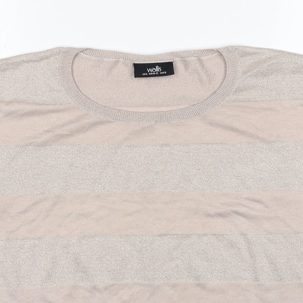 Wallis Womens Beige Round Neck Viscose Pullover Jumper Size M