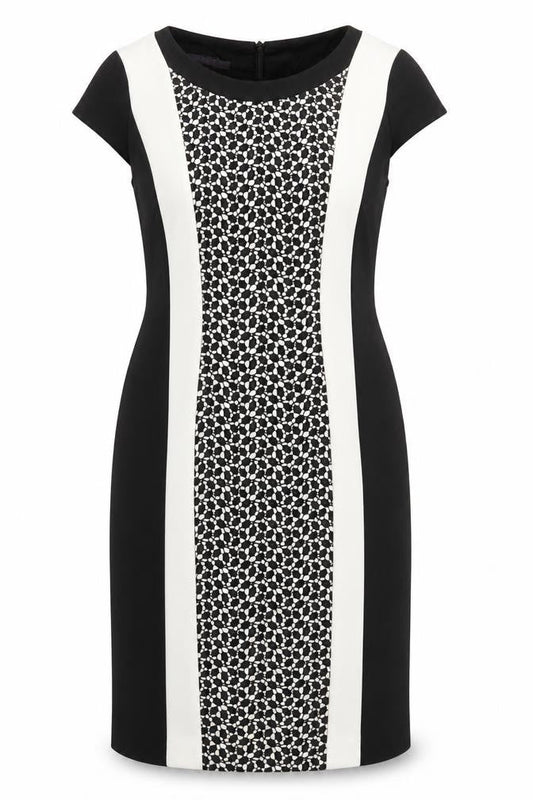 Laurel Womens Black Colourblock Viscose A-Line Size 12 Round Neck Zip