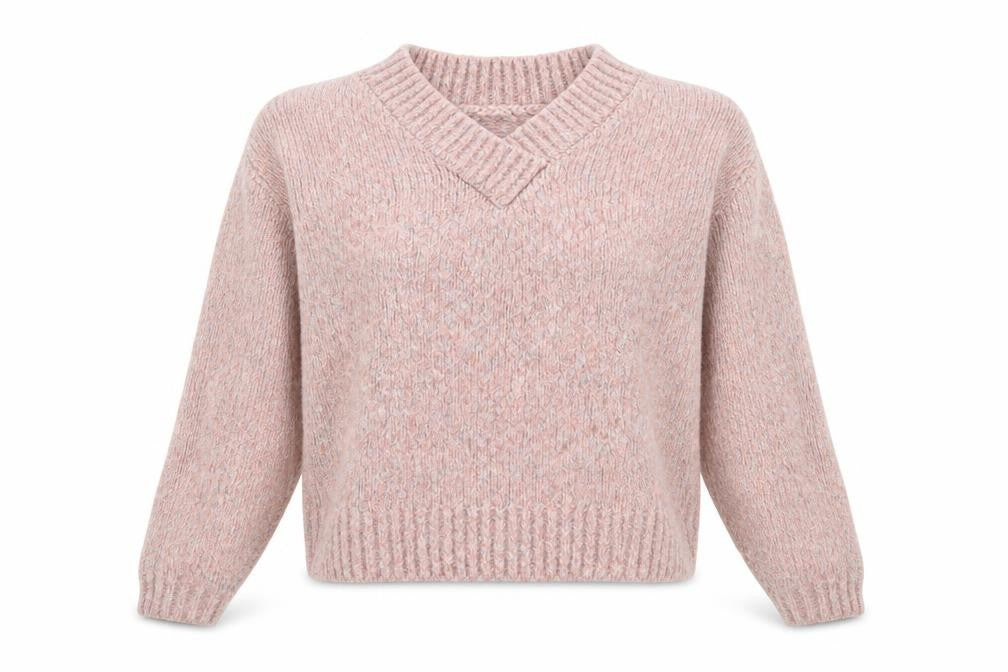 TU Womens Pink V-Neck Acrylic Pullover Jumper Size S