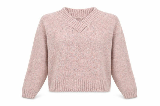 Tu Womens Pink V-Neck Acrylic Pullover Jumper Size S