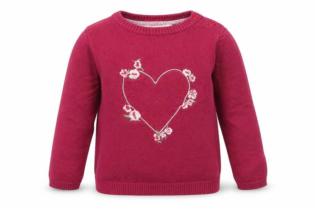 Young Dimension Girls Purple Cotton Pullover Jumper Size 24 Months Button - Heart