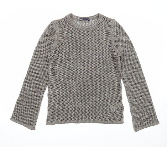 Marks and Spencer Womens Grey Round Neck Cotton Pullover Jumper Size S
