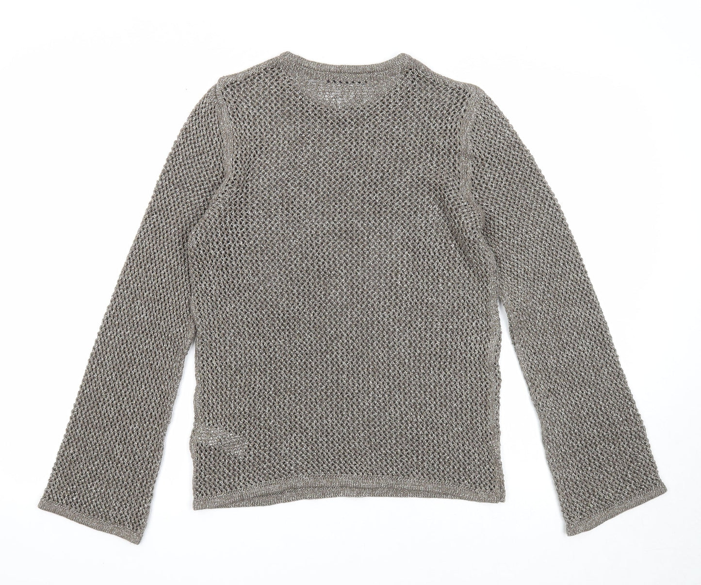 Marks and Spencer Womens Grey Round Neck Cotton Pullover Jumper Size S