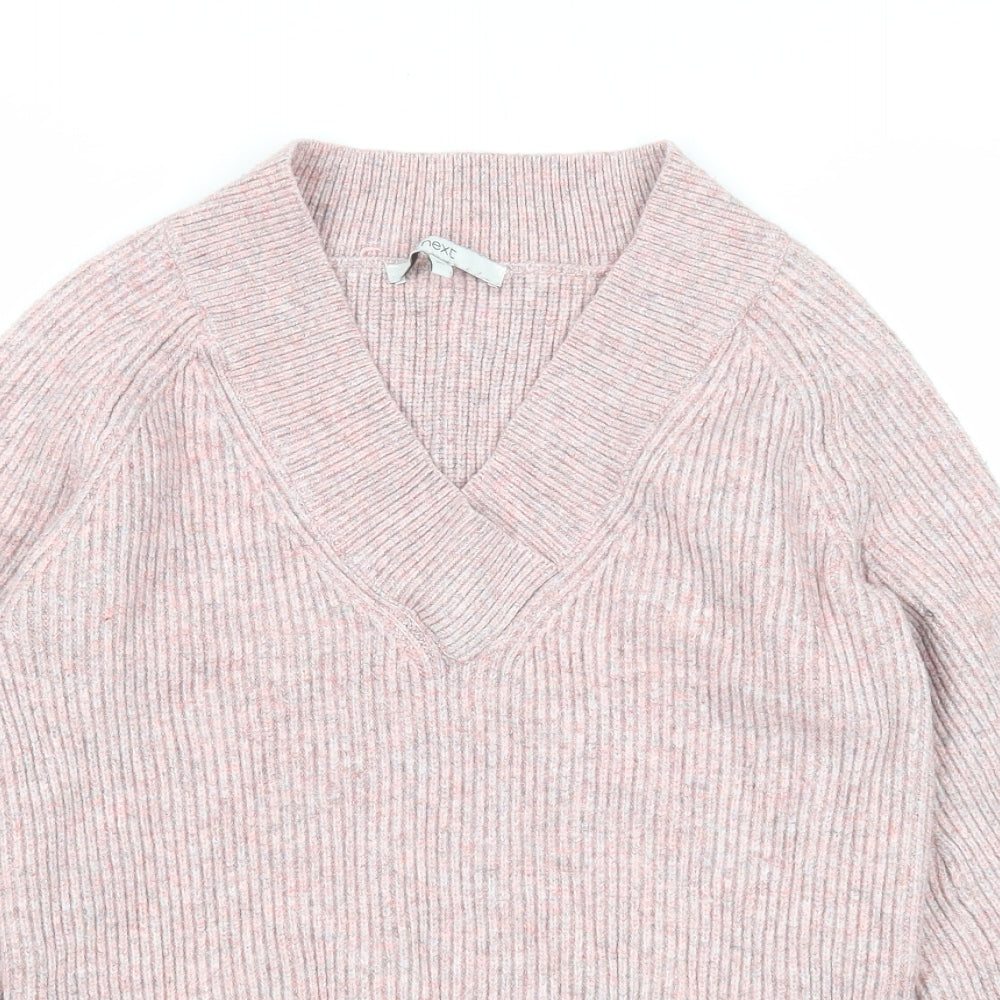 NEXT Womens Pink V-Neck Viscose Pullover Jumper Size XS