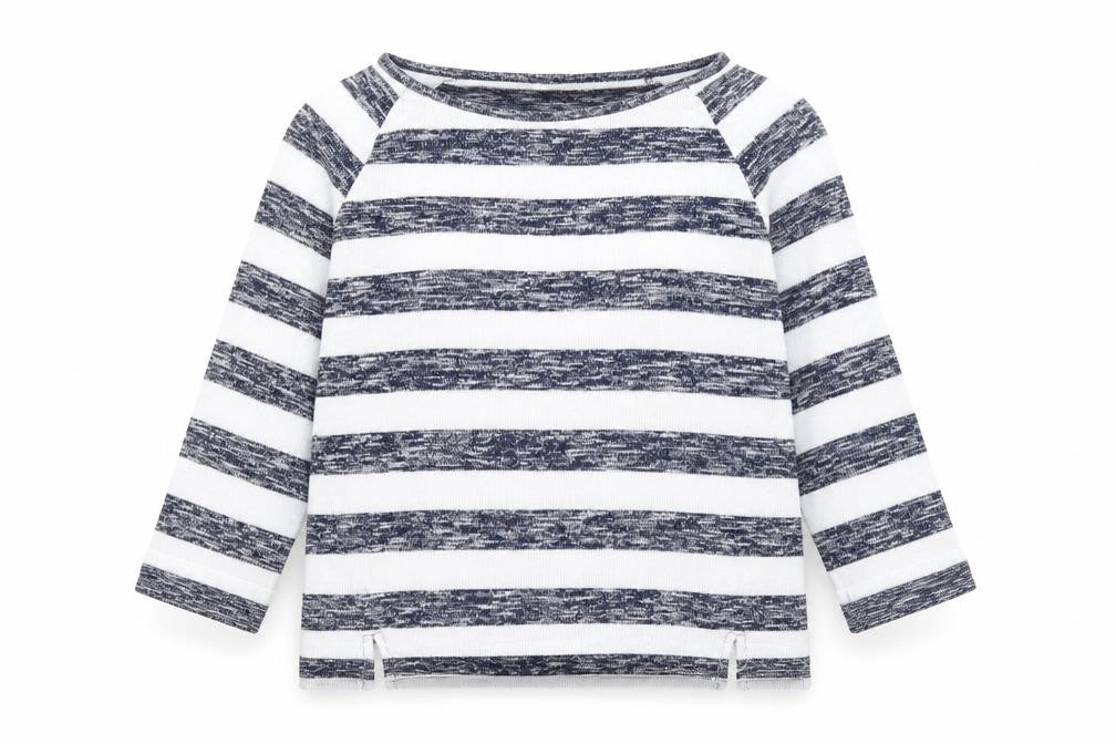 Oasis Womens Blue Round Neck Striped Polyester Pullover Jumper Size M