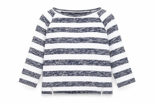 Oasis Womens Blue Round Neck Striped Polyester Pullover Jumper Size M