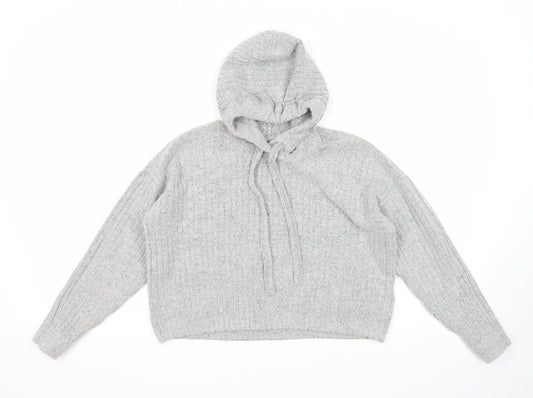 Brave Soul Womens Grey Round Neck Acrylic Pullover Jumper Size S