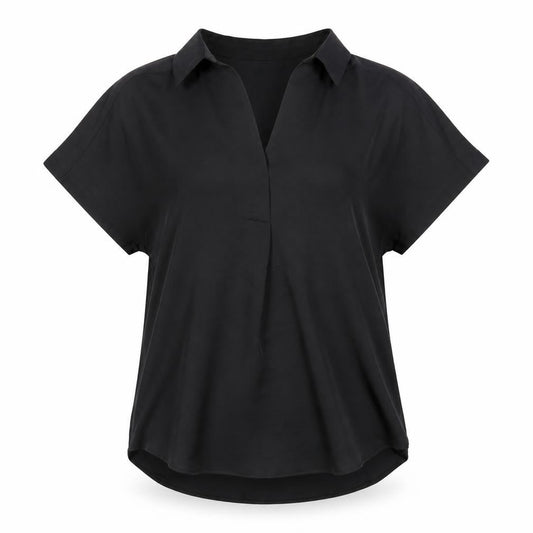 Marks and Spencer Womens Black Polyester Tunic Blouse Size 6 Collared