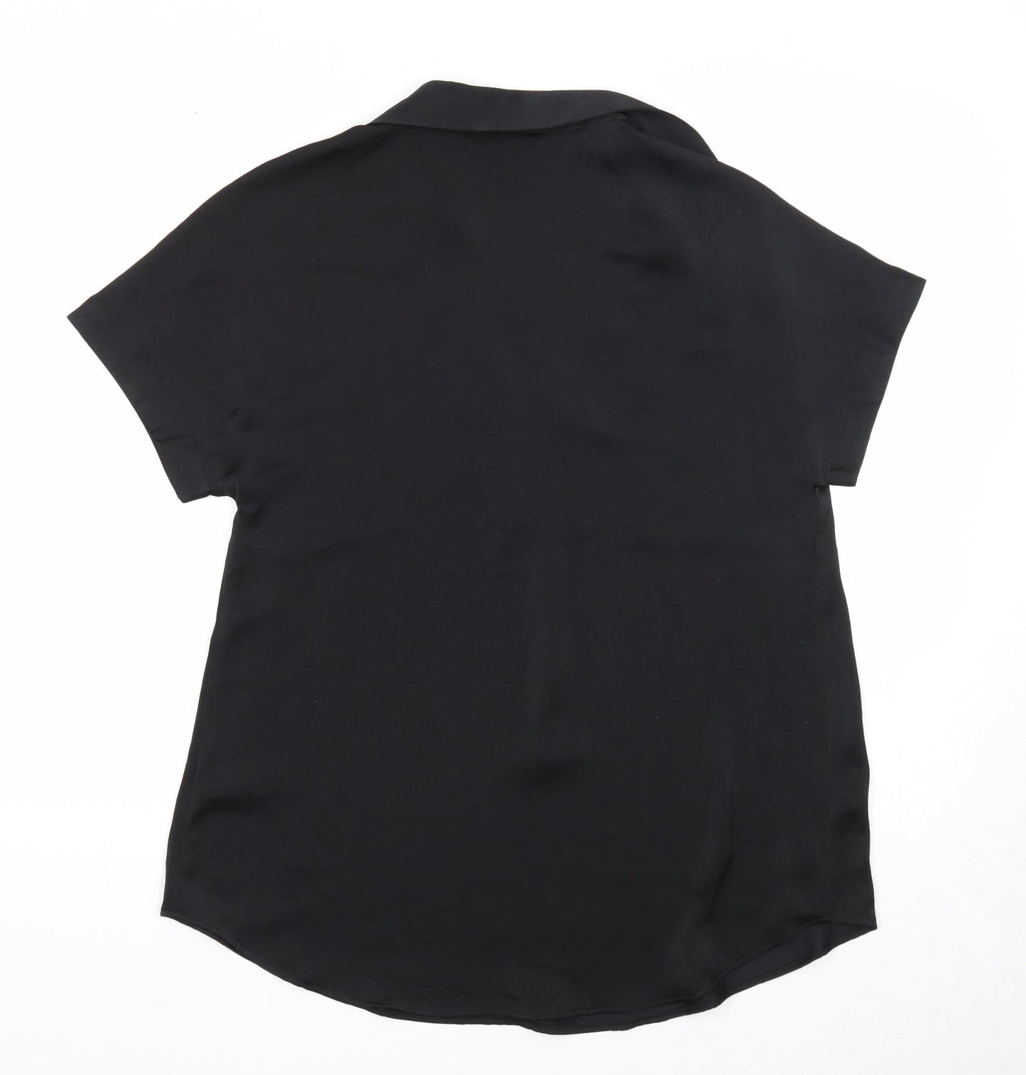 Marks and Spencer Womens Black Polyester Tunic Blouse Size 6 Collared