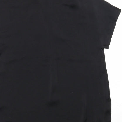 Marks & Spencer Womens Black Polyester Tunic Blouse Size 6 Collared