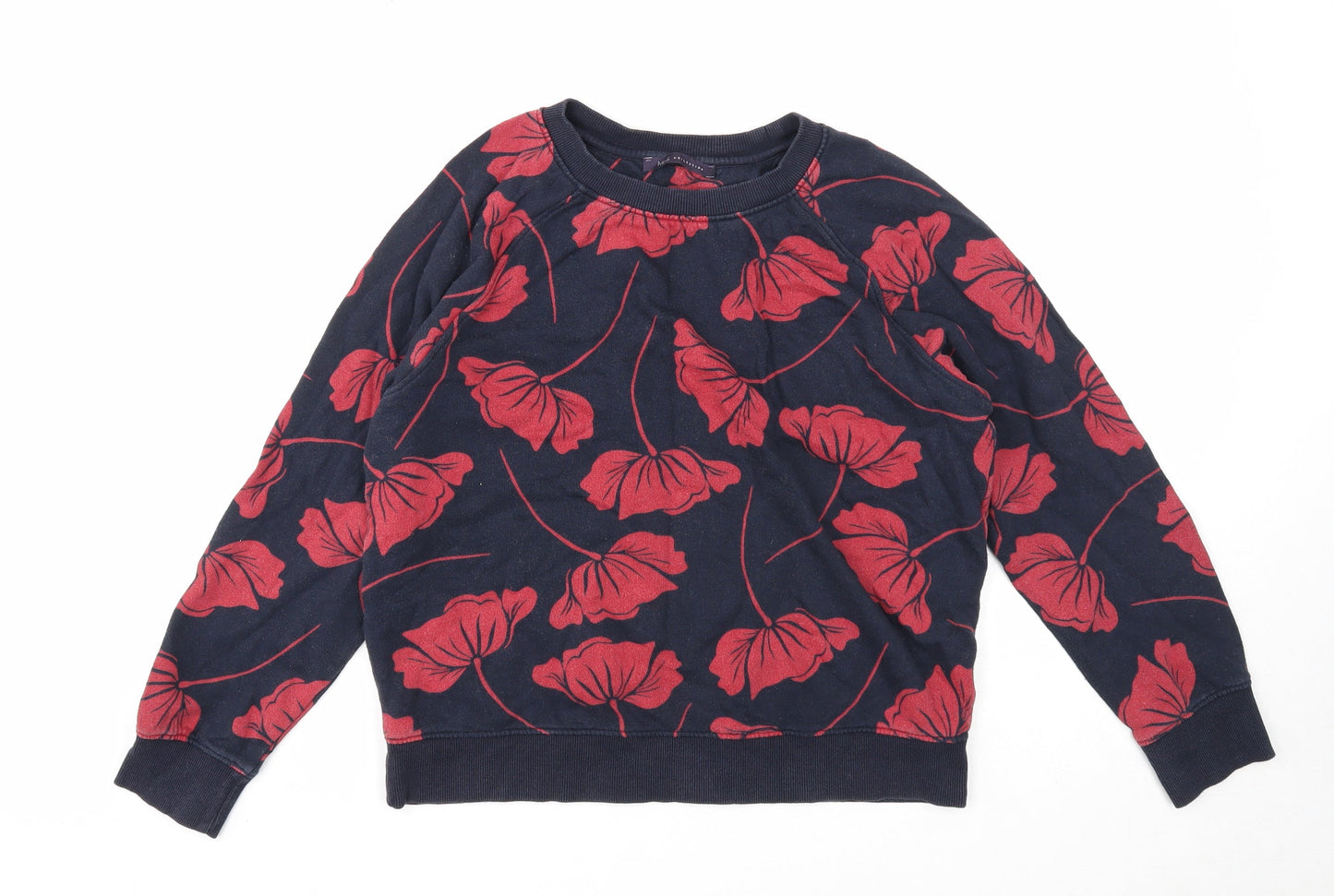 Marks and Spencer Womens Blue Floral Cotton Pullover Sweatshirt Size 12 Pullover