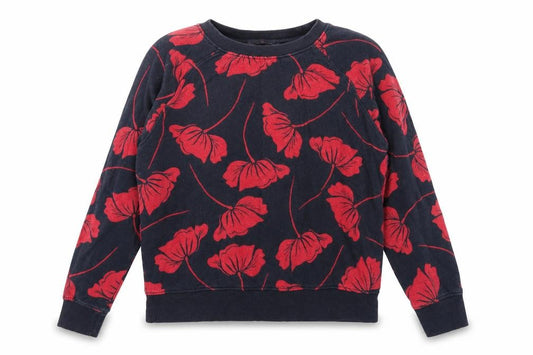Marks and Spencer Womens Blue Floral Cotton Pullover Sweatshirt Size 12 Pullover