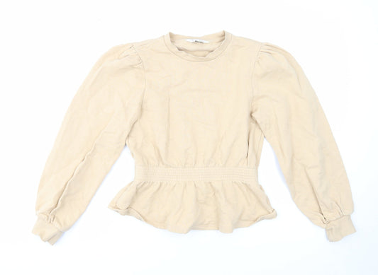 Miss Selfridge Womens Beige Cotton Pullover Sweatshirt Size 8 Pullover