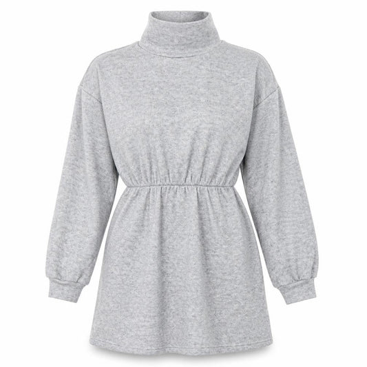 Very Womens Grey Viscose Jumper Dress Size 8 High Neck Pullover
