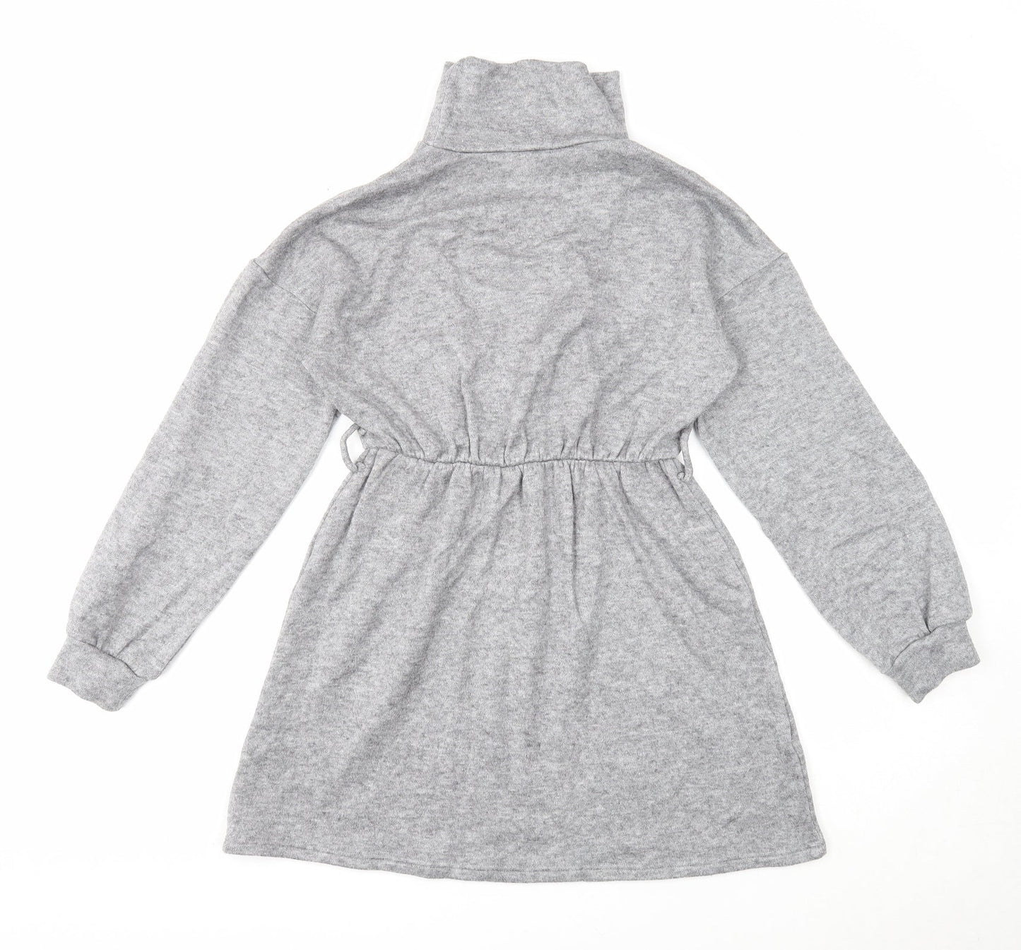 Very Womens Grey Viscose Jumper Dress Size 8 High Neck Pullover