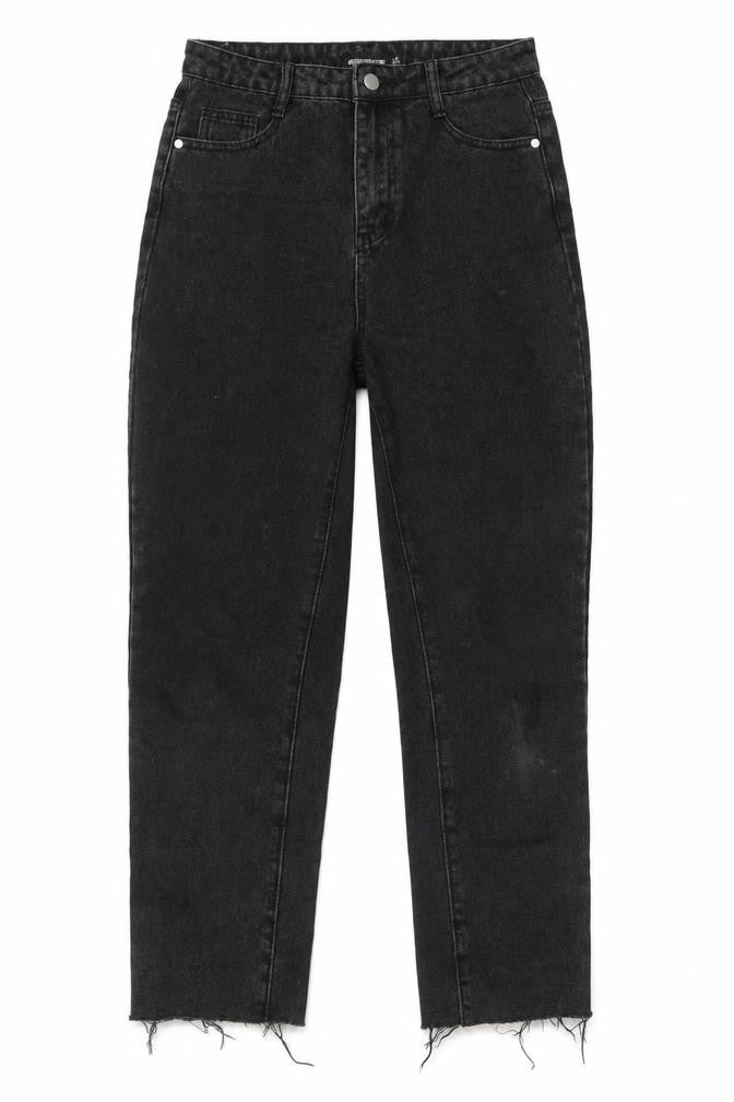 PRETTYLITTLETHING Womens Black Cotton Straight Jeans Size 6 Regular Zip
