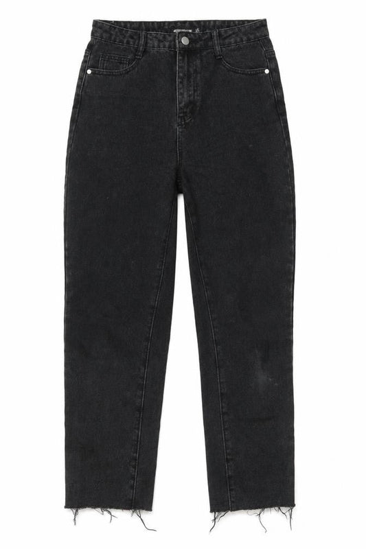 PRETTYLITTLETHING Womens Black Cotton Straight Jeans Size 6 Regular Zip