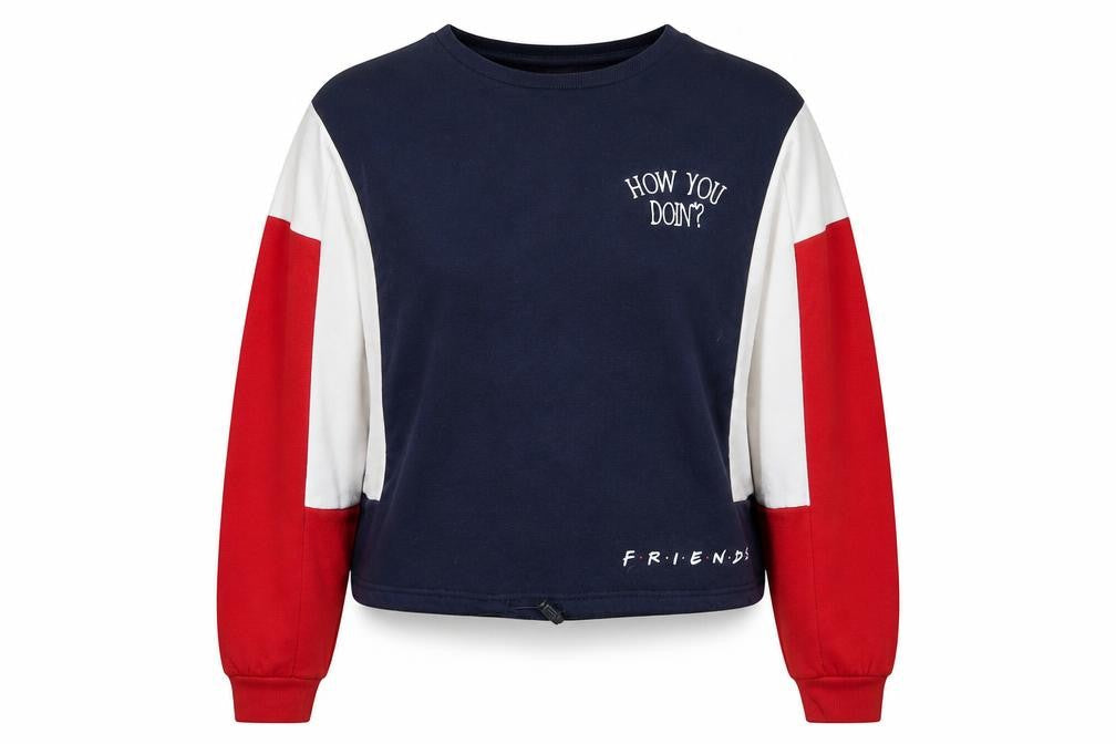 Primark Womens Blue Colourblock Polyester Pullover Sweatshirt Size S Pullover - Friends How You Doin?