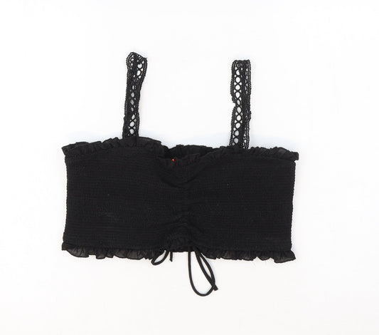 Resort Womens Black Polyester Cropped Tank Size S Square Neck