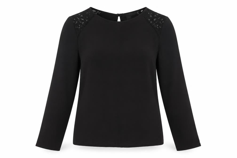 Primark Womens Black Polyester Basic Blouse Size 12 Round Neck