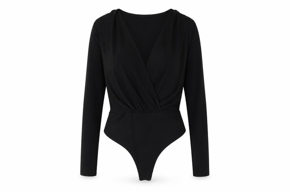 PRETTYLITTLETHING Womens Black Polyester Bodysuit One-Piece Size 10 Pullover