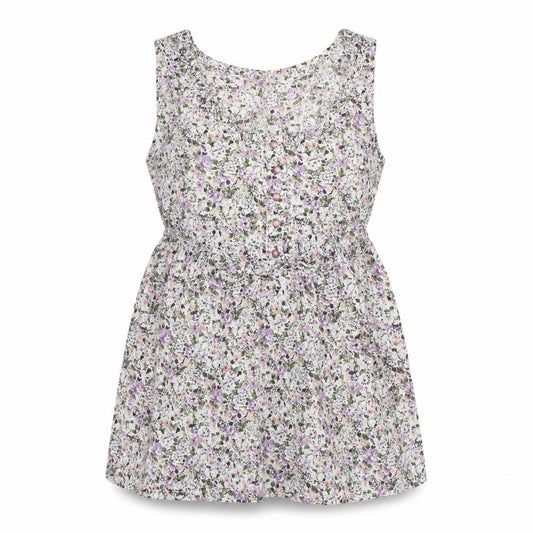 Topshop Womens White Floral Cotton Basic Tank Size 10 Scoop Neck - Peplum