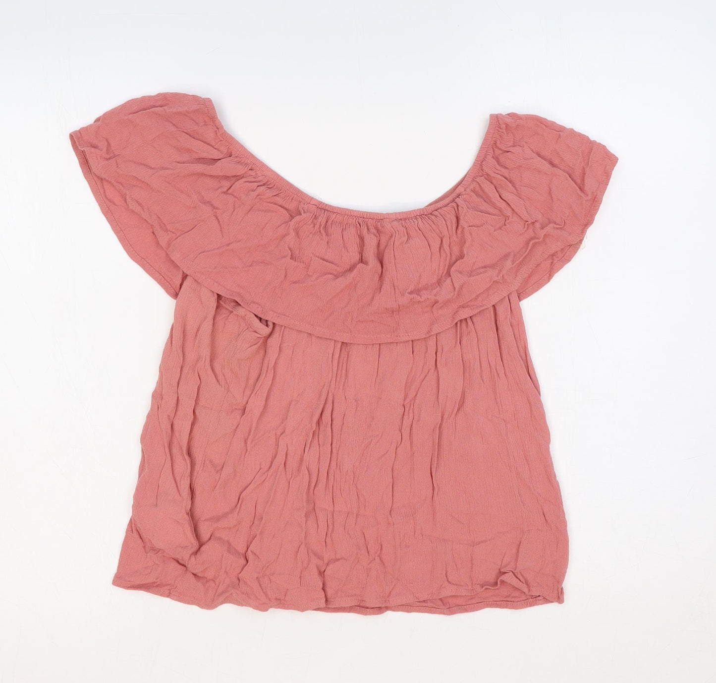 Garage Womens Pink Viscose Basic Blouse Size 10 Off the Shoulder - Bardot