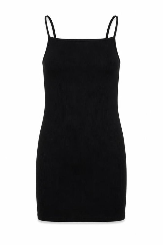 Primark Womens Black Polyester Tank Dress Size S Square Neck Pullover