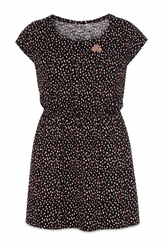 Womens Black Geometric Cotton Fit & Flare Size XS Round Neck Pullover - Flower Detail