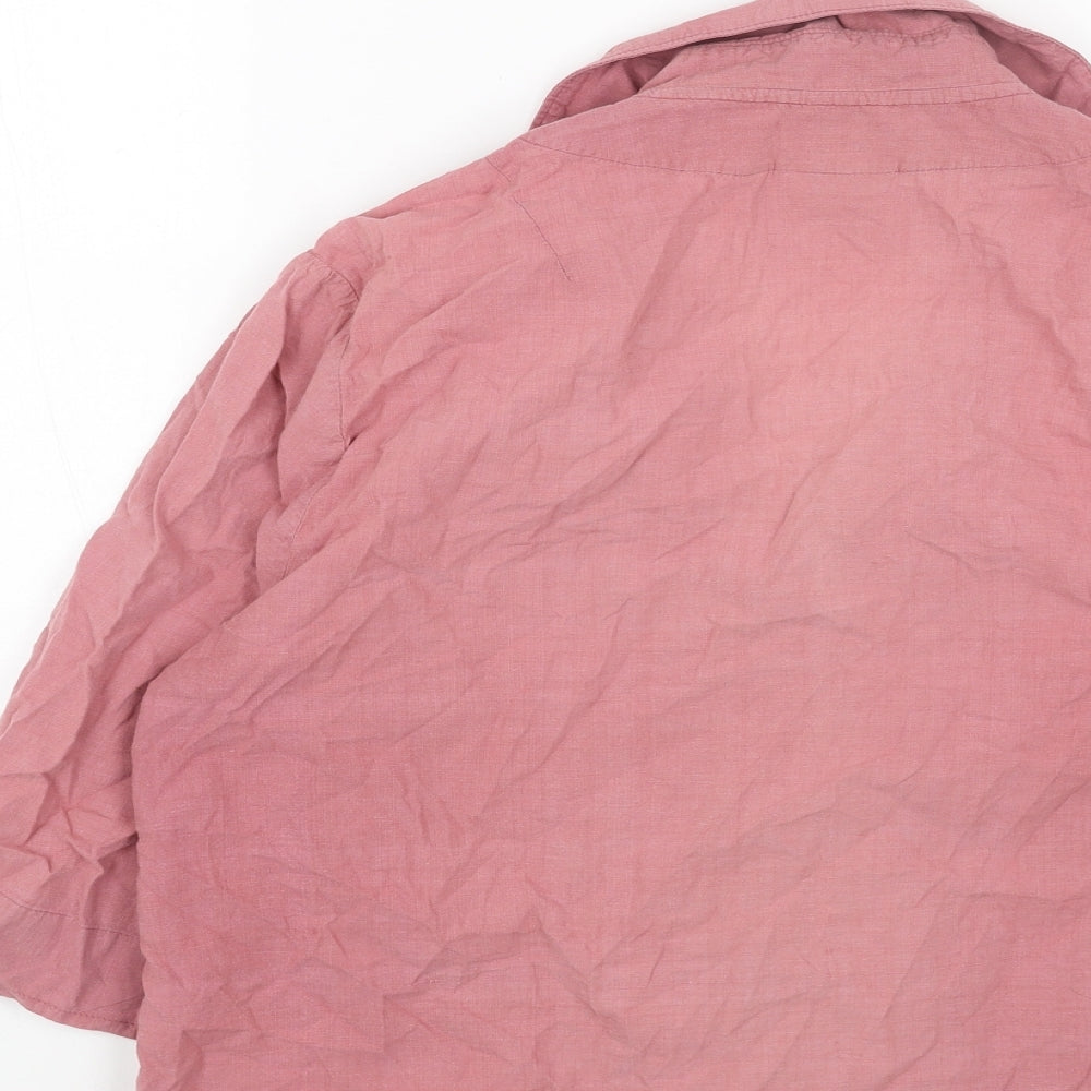 Bishopston Womens Pink Cotton Basic Button-Up Size M Collared